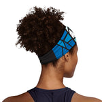 Blue Stained Glass Cross Print Sports Headband