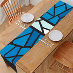 Blue Stained Glass Cross Print Table Runner