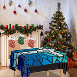 Blue Stained Glass Cross Print Tablecloth