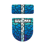 Blue Stained Glass Cross Print Toilet Lid And Tank Cover Set