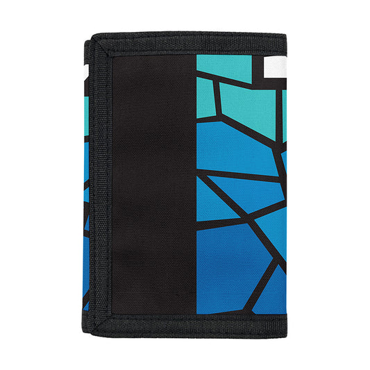 Blue Stained Glass Cross Print Trifold Wallet