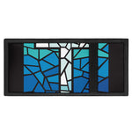 Blue Stained Glass Cross Print Trifold Wallet