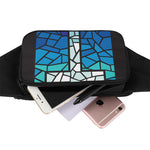Blue Stained Glass Cross Print Waist Bag