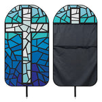 Blue Stained Glass Cross Print Waterproof Car Seat Cover
