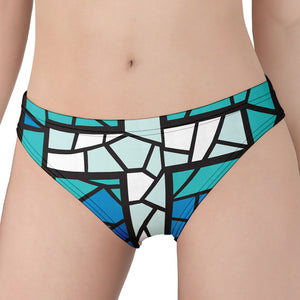 Blue Stained Glass Cross Print Women's Panties