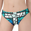 Blue Stained Glass Cross Print Women's Panties