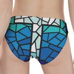 Blue Stained Glass Cross Print Women's Panties