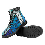 Blue Stained Glass Cross Print Work Boots
