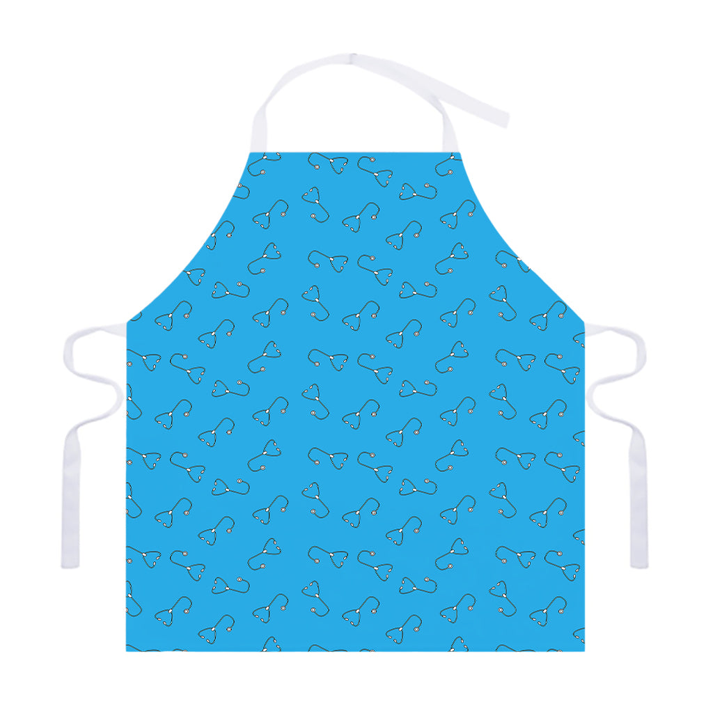 Blue Stethoscope Pattern Print Adjustable Apron