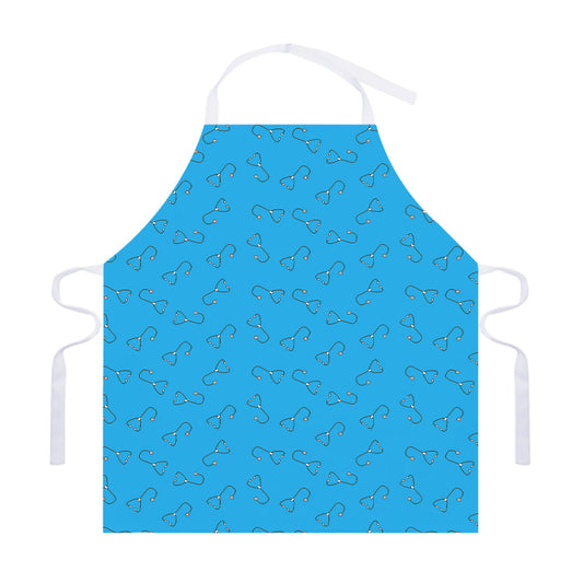 Blue Stethoscope Pattern Print Adjustable Apron