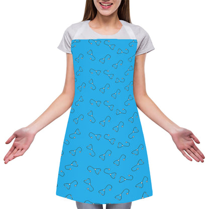 Blue Stethoscope Pattern Print Adjustable Apron