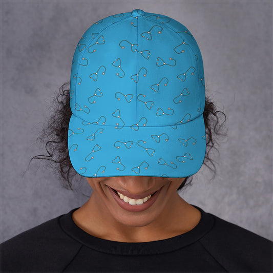 Blue Stethoscope Pattern Print Baseball Cap