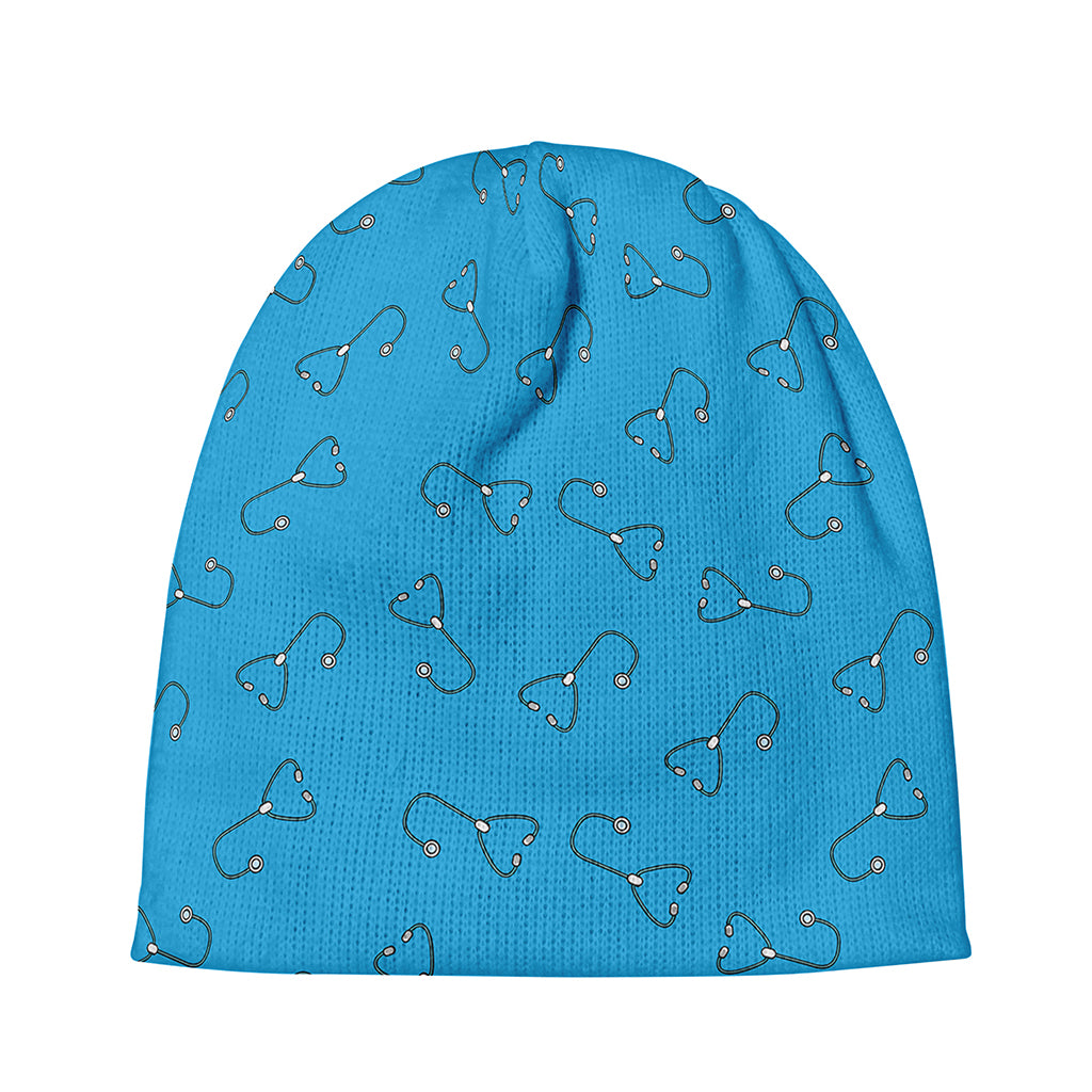 Blue Stethoscope Pattern Print Beanie