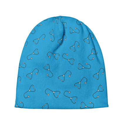 Blue Stethoscope Pattern Print Beanie