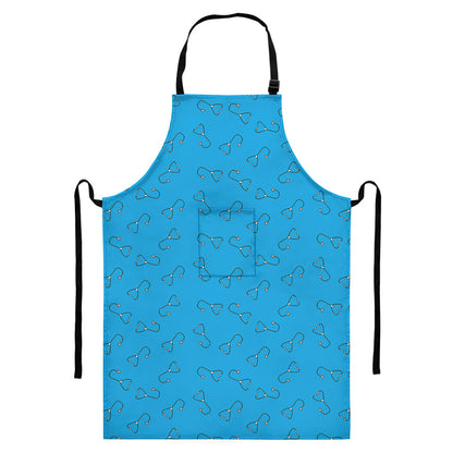 Blue Stethoscope Pattern Print Bib Apron With Pocket