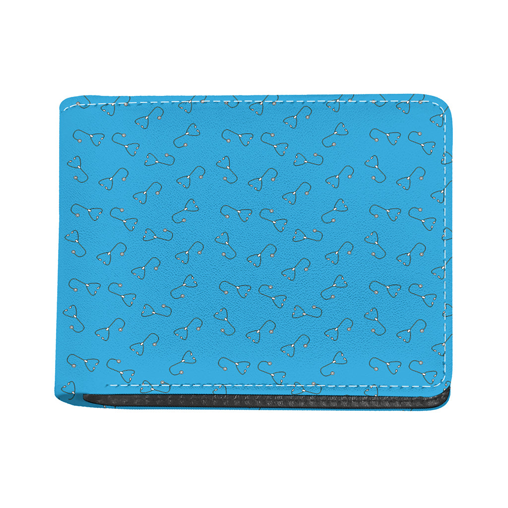 Blue Stethoscope Pattern Print Bifold Wallet