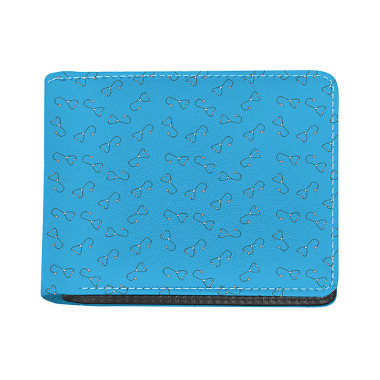 Blue Stethoscope Pattern Print Bifold Wallet