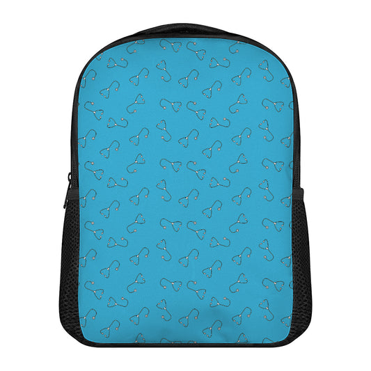 Blue Stethoscope Pattern Print Casual Backpack