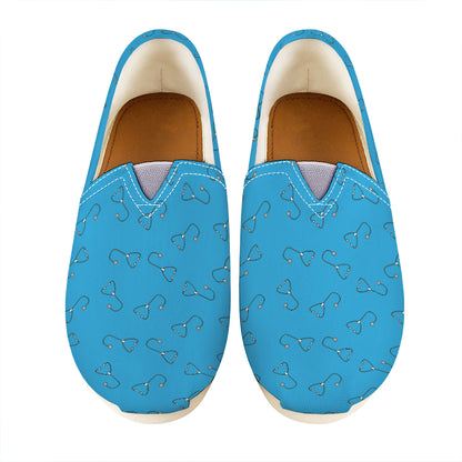 Blue Stethoscope Pattern Print Casual Shoes