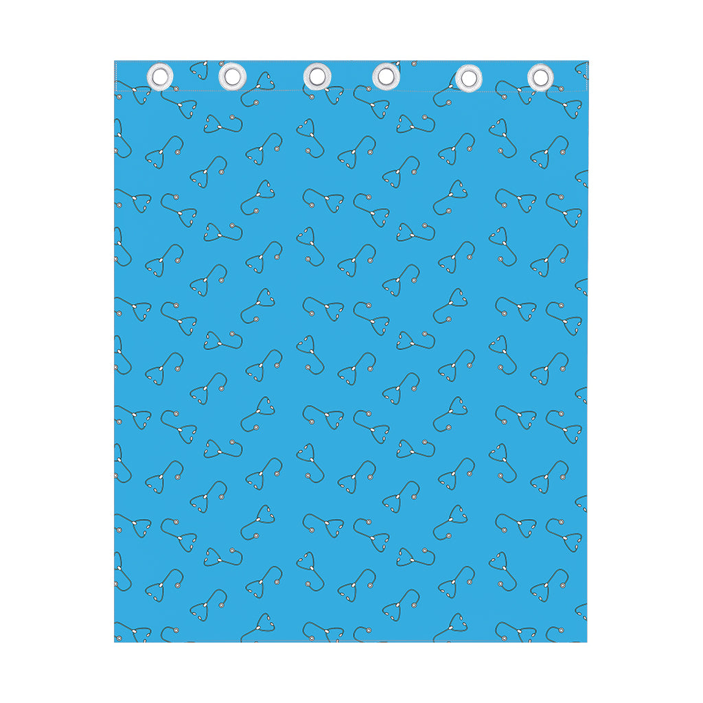 Blue Stethoscope Pattern Print Curtain