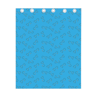 Blue Stethoscope Pattern Print Curtain