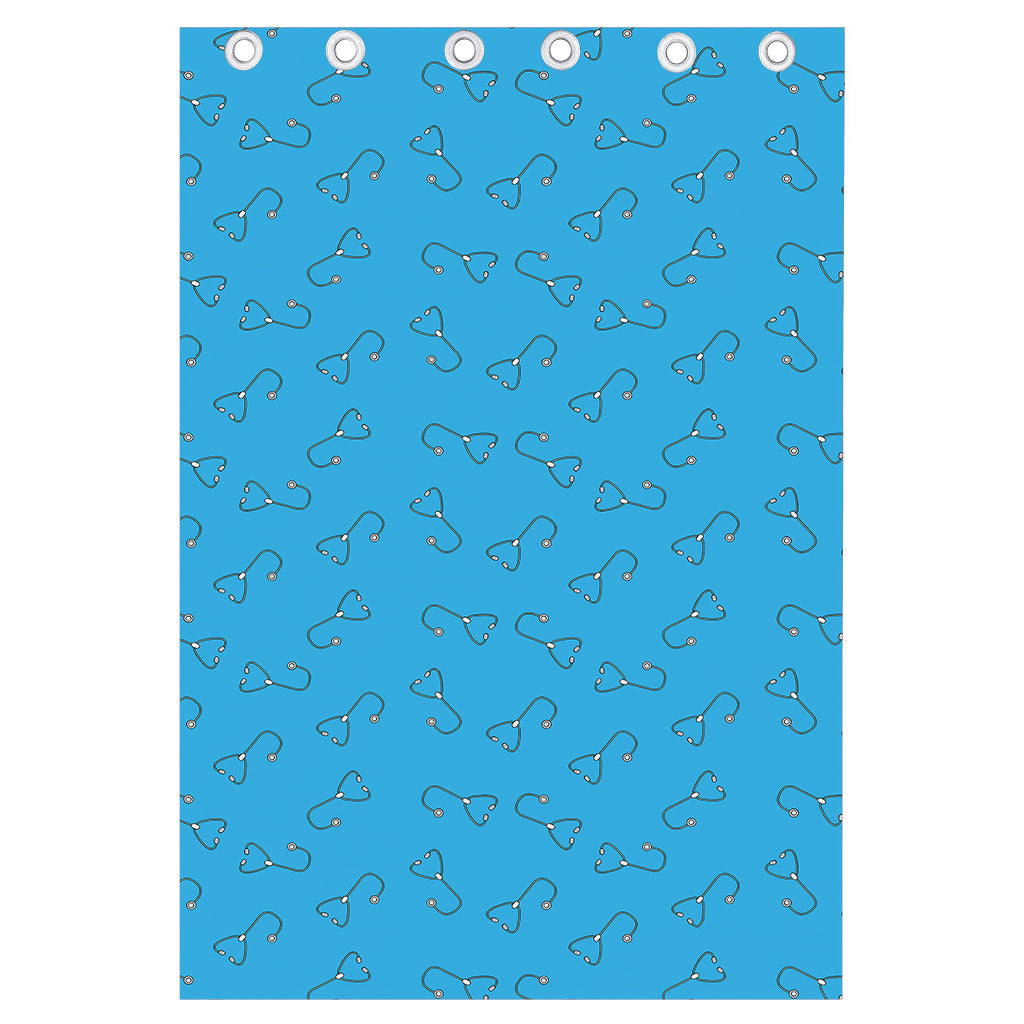 Blue Stethoscope Pattern Print Curtain