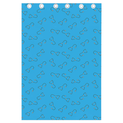 Blue Stethoscope Pattern Print Curtain