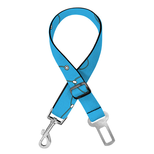 Blue Stethoscope Pattern Print Dog Seat Belt
