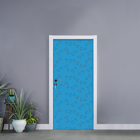 Blue Stethoscope Pattern Print Door Sticker