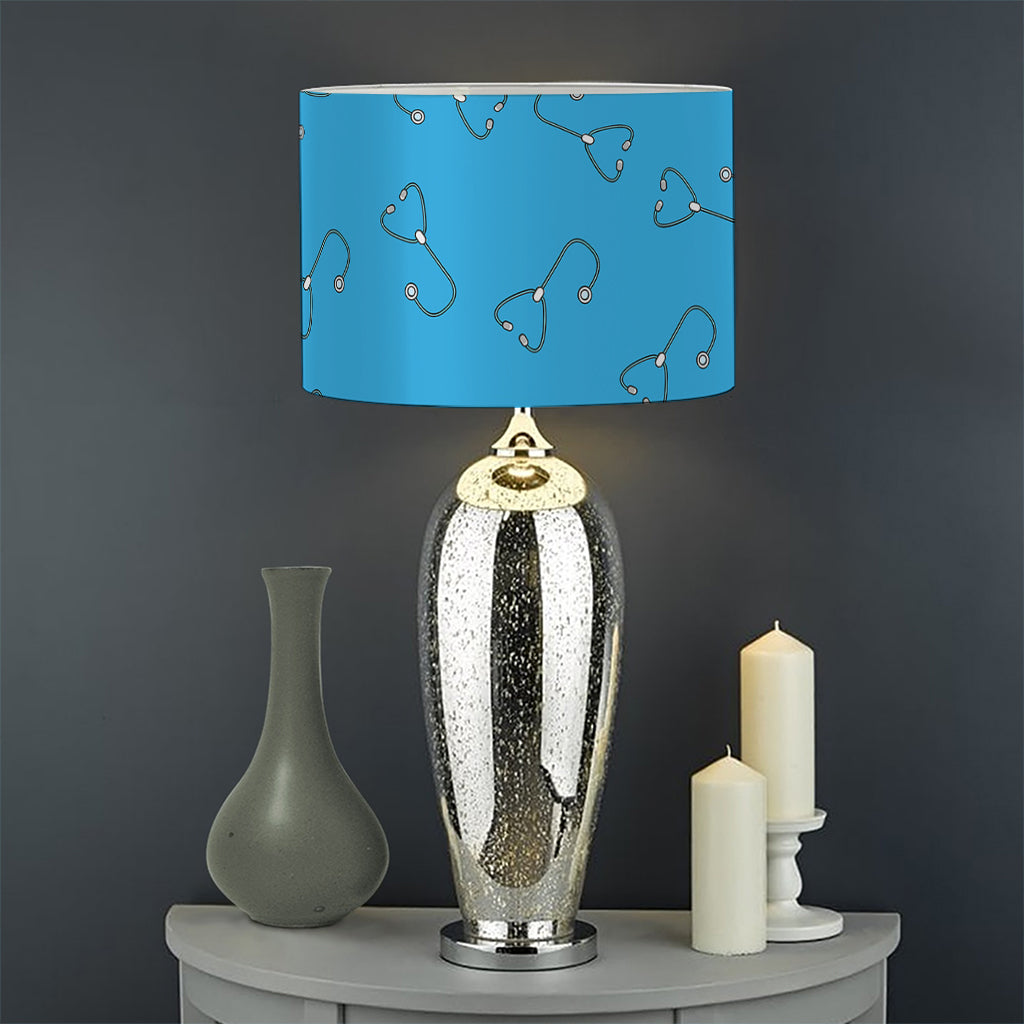 Blue Stethoscope Pattern Print Drum Lamp Shade