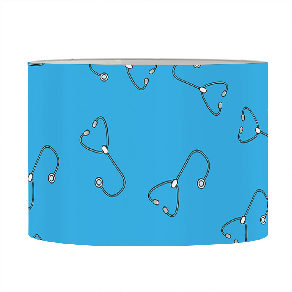 Blue Stethoscope Pattern Print Drum Lamp Shade