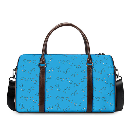 Blue Stethoscope Pattern Print Duffle Bag