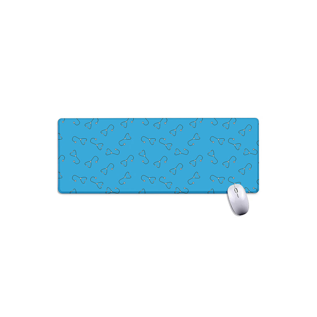 Blue Stethoscope Pattern Print Extended Mouse Pad