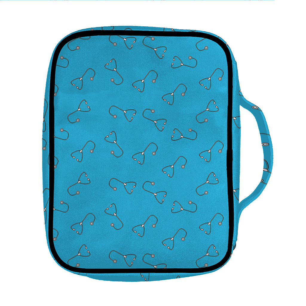 Blue Stethoscope Pattern Print Front Pocket Bible Bag