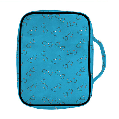 Blue Stethoscope Pattern Print Front Pocket Bible Bag