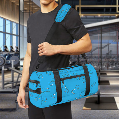 Blue Stethoscope Pattern Print Gym Bag