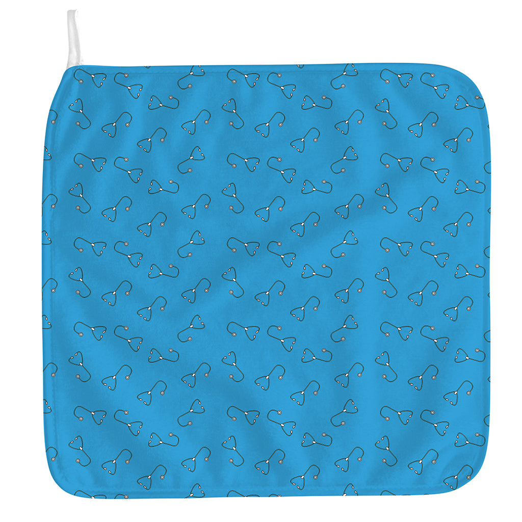 Blue Stethoscope Pattern Print Hand Towel
