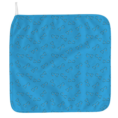 Blue Stethoscope Pattern Print Hand Towel