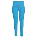 Blue Stethoscope Pattern Print High-Waisted Pocket Leggings
