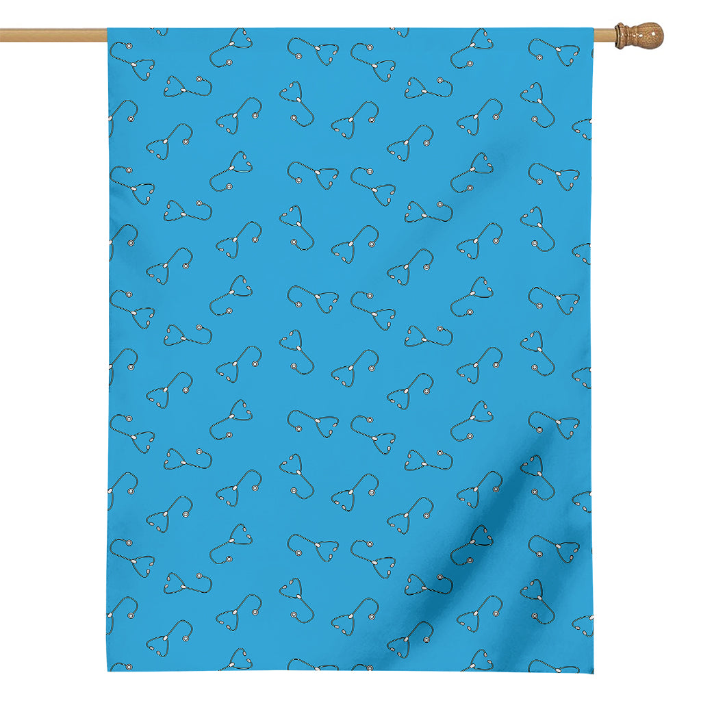 Blue Stethoscope Pattern Print House Flag
