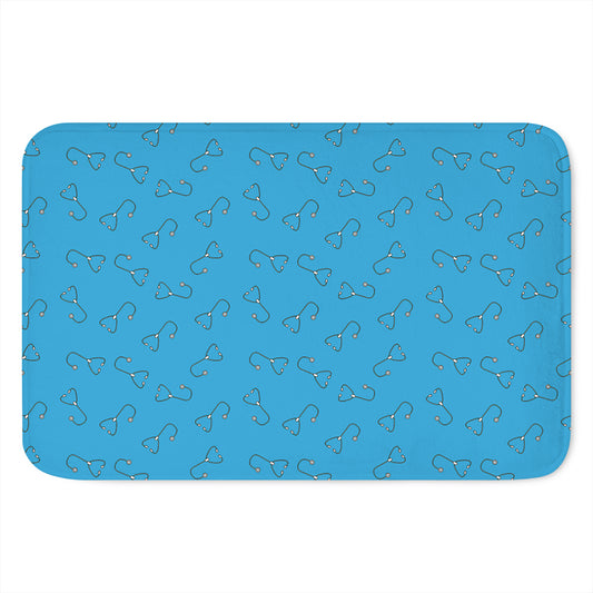 Blue Stethoscope Pattern Print Indoor Door Mat