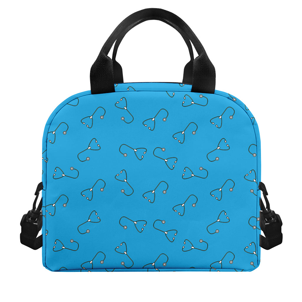 Blue Stethoscope Pattern Print Insulated Lunch Bag