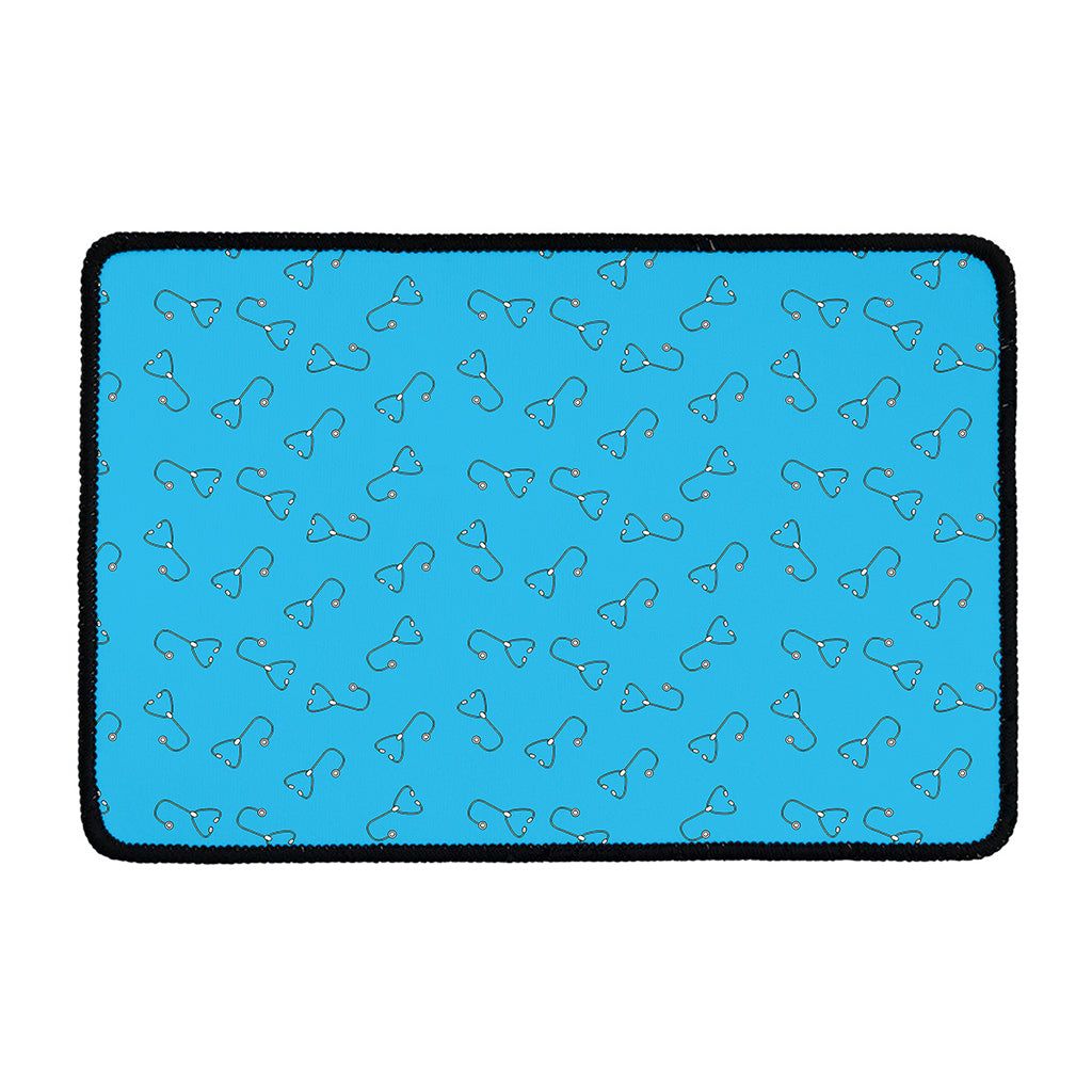 Blue Stethoscope Pattern Print Kitchen Mat