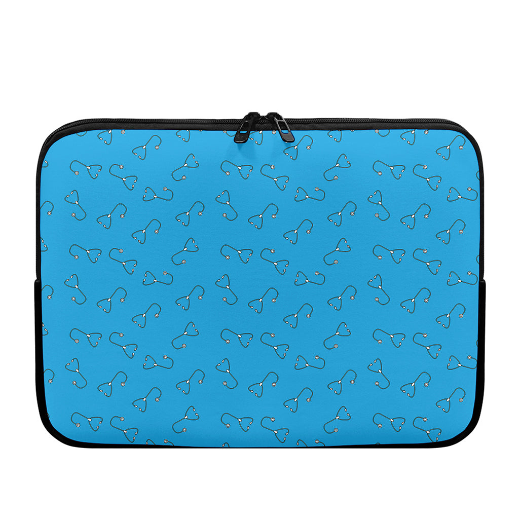 Blue Stethoscope Pattern Print Laptop Sleeve