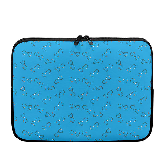 Blue Stethoscope Pattern Print Laptop Sleeve