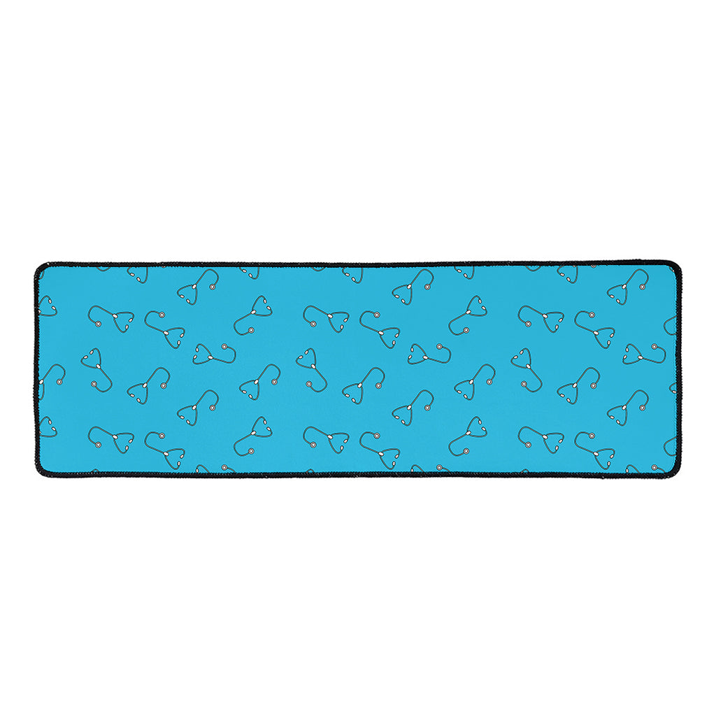 Blue Stethoscope Pattern Print Long Kitchen Mat