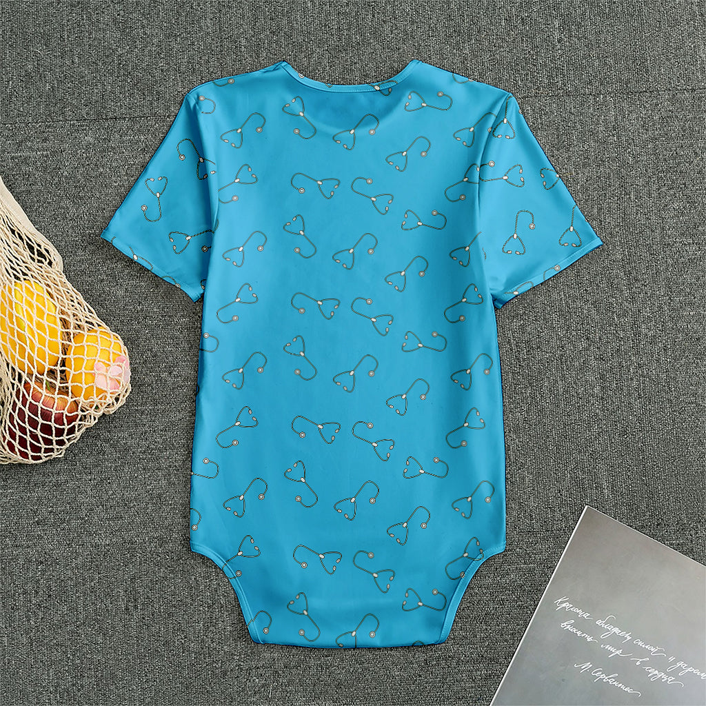 Blue Stethoscope Pattern Print Men's Bodysuit