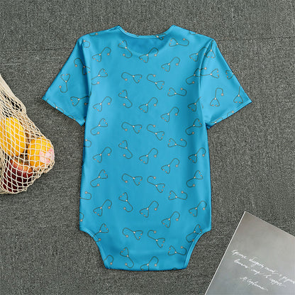 Blue Stethoscope Pattern Print Men's Bodysuit