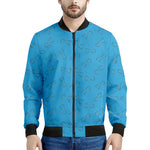 Blue Stethoscope Pattern Print Men's Bomber Jacket