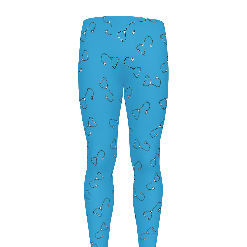 Blue Stethoscope Pattern Print Men's leggings